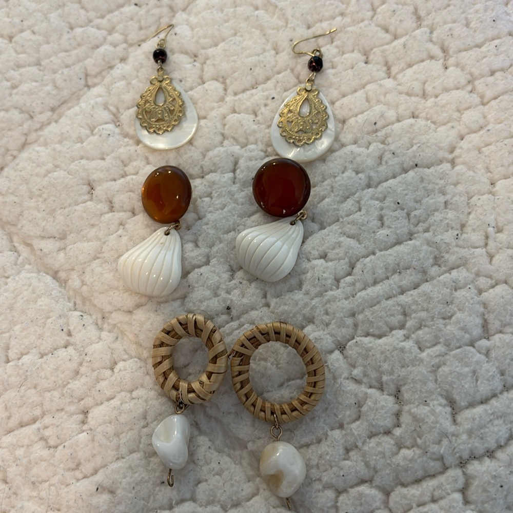 Assorted summer Shell Starfish Earrings 3 pairs